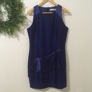 Reiss Blue Sheath Wool Blend Sleeveless Dr…
